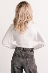 Last Looks Plunging V Neck Long Sleeve Bodysuit (Ivory)