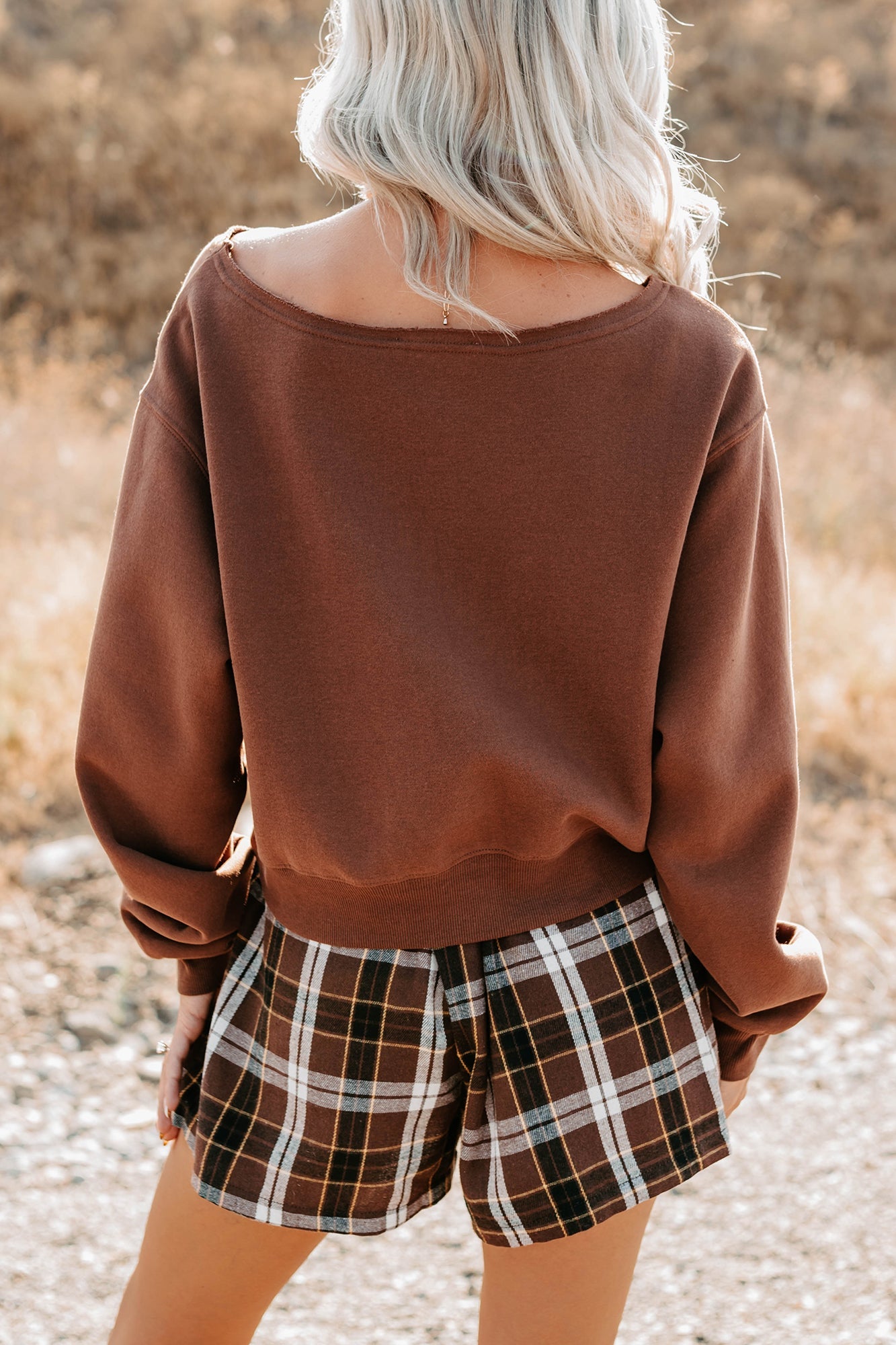 Keep It Sweet Boatneck Pullover Sweatshirt (Chestnut)