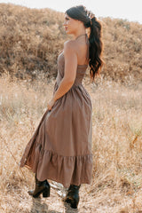 Charming The Night Halter Maxi Dress (Chocolate)
