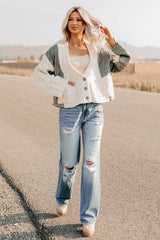 Latte Layers Quilted Cable Knit POL Cardigan (Natural/Olive)