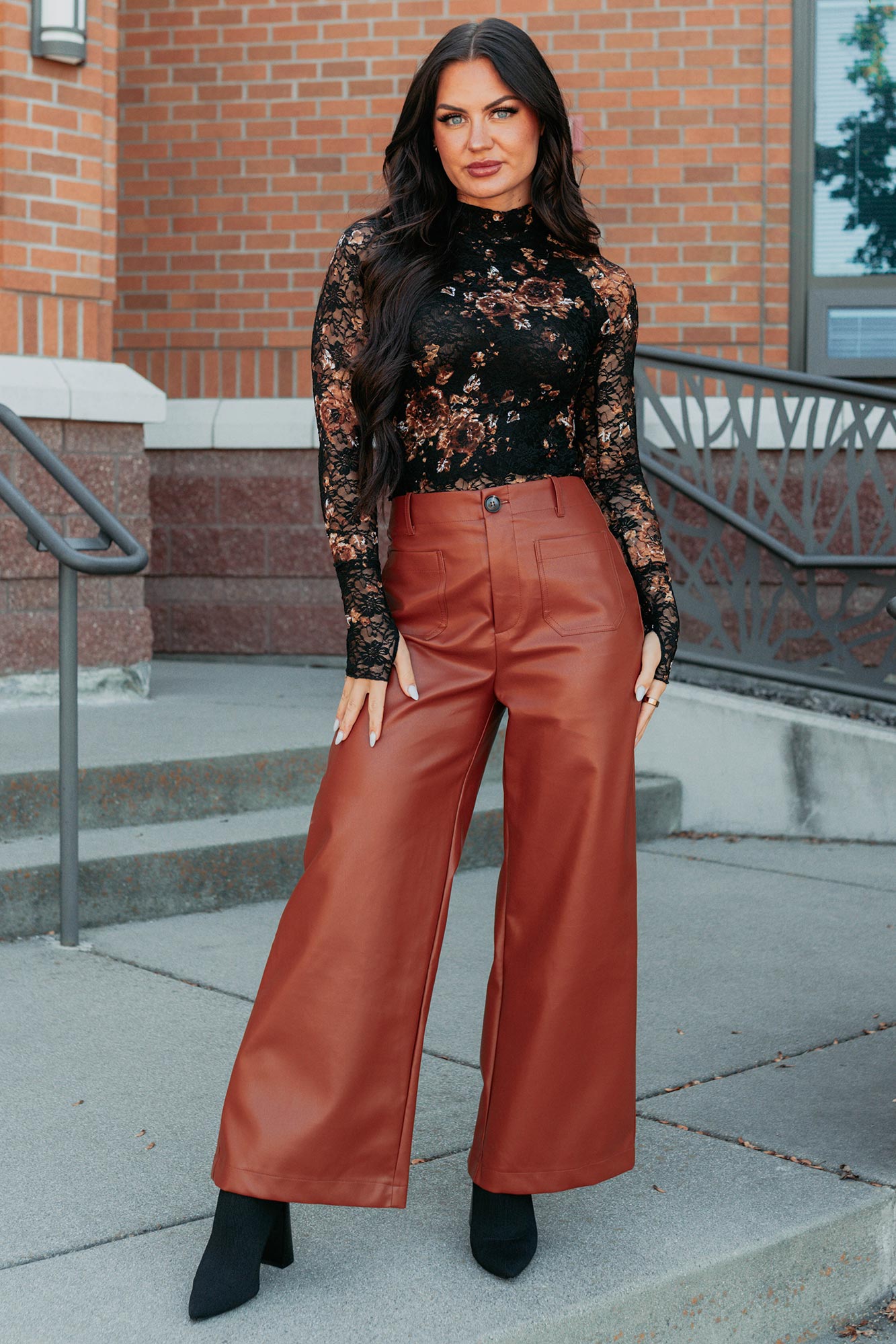More Than Usual Wide-Leg Faux Leather Pant (Camel)