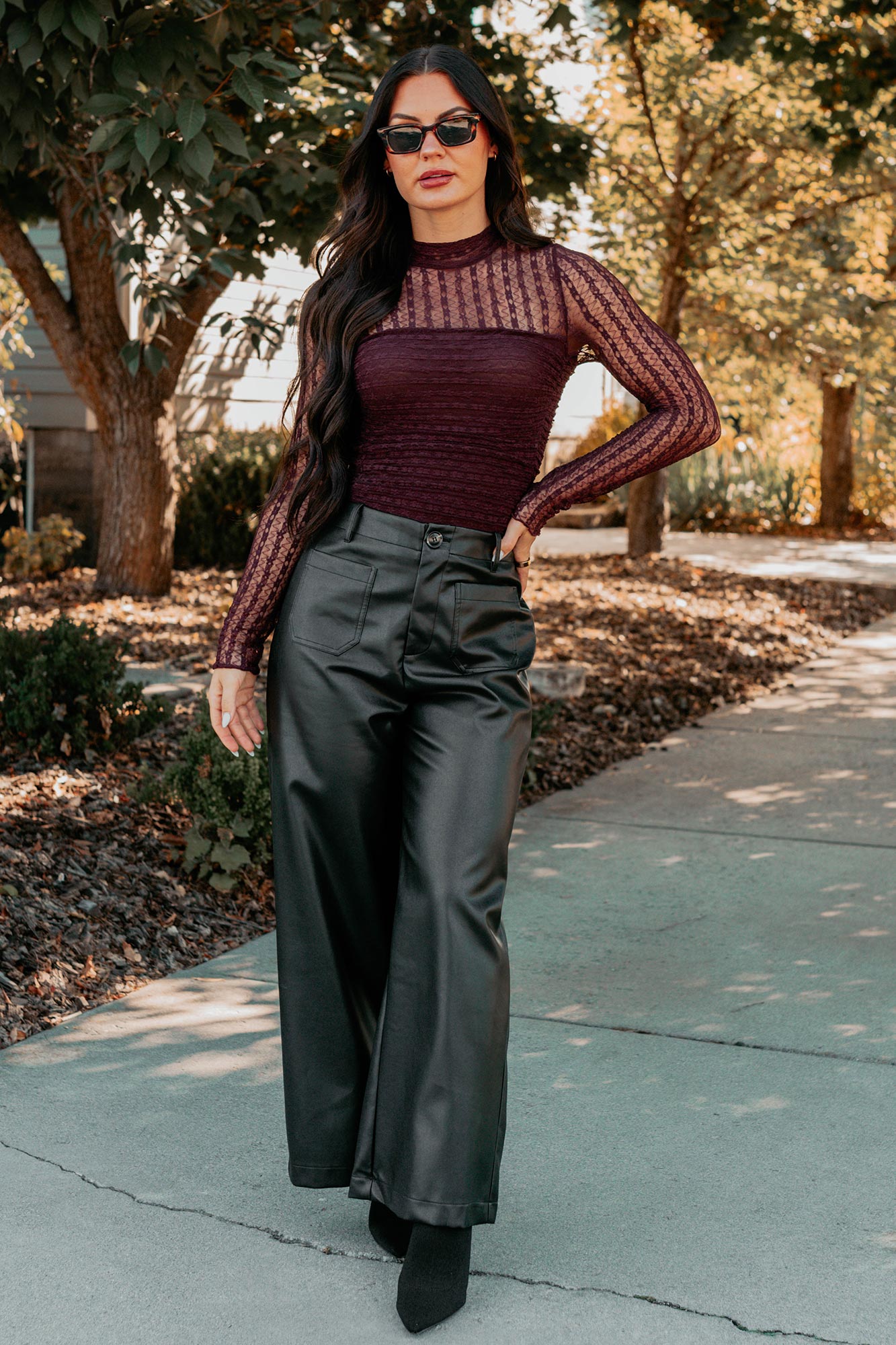 More Than Usual Wide-Leg Faux Leather Pant (Black)