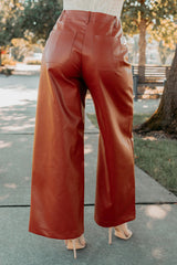 More Than Usual Wide-Leg Faux Leather Pant (Camel)