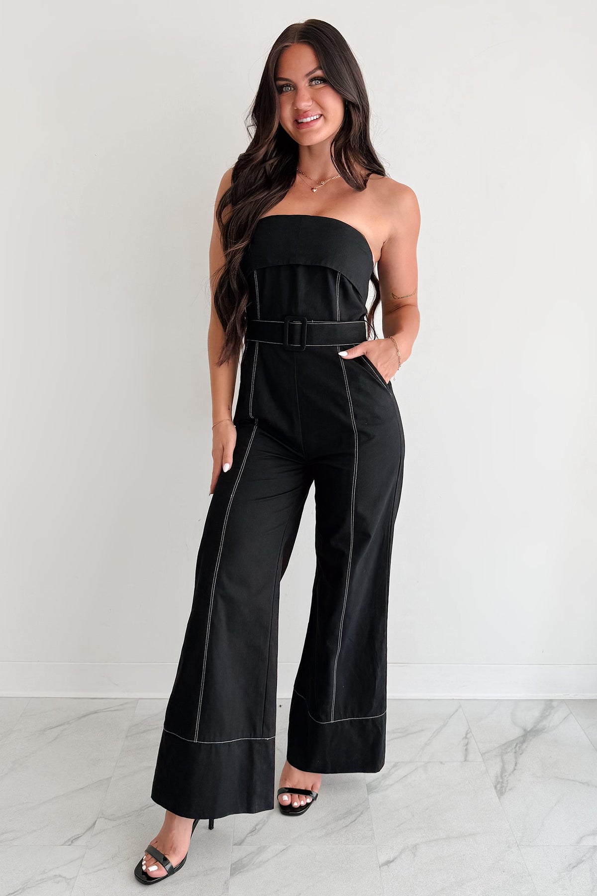 Taste Maker Strapless Wide Leg Jumpsuit (Black)