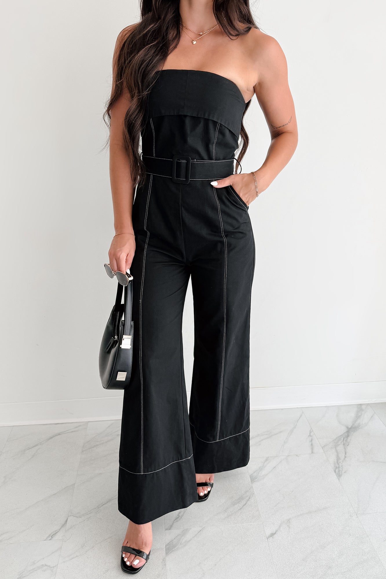 Taste Maker Strapless Wide Leg Jumpsuit (Black)