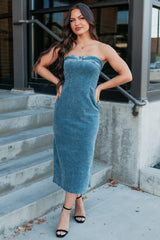 Part Of Me Strapless Midi Sheath Dress (Green)