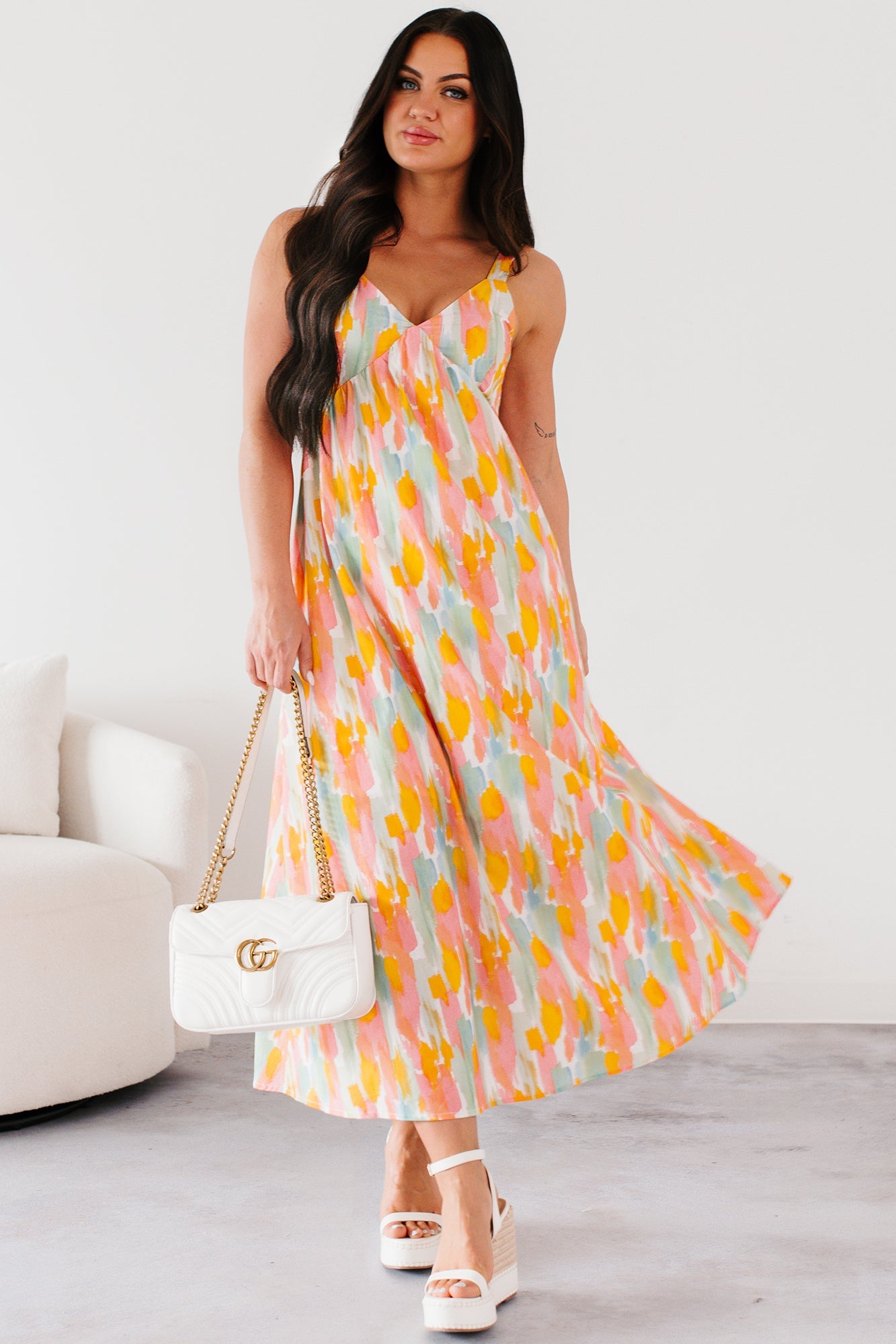 Earn Your Stripes Printed Maxi Dress (Pink/Multi)
