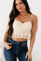 Garden Of Love Lace Peplum Crop Top (Cream)