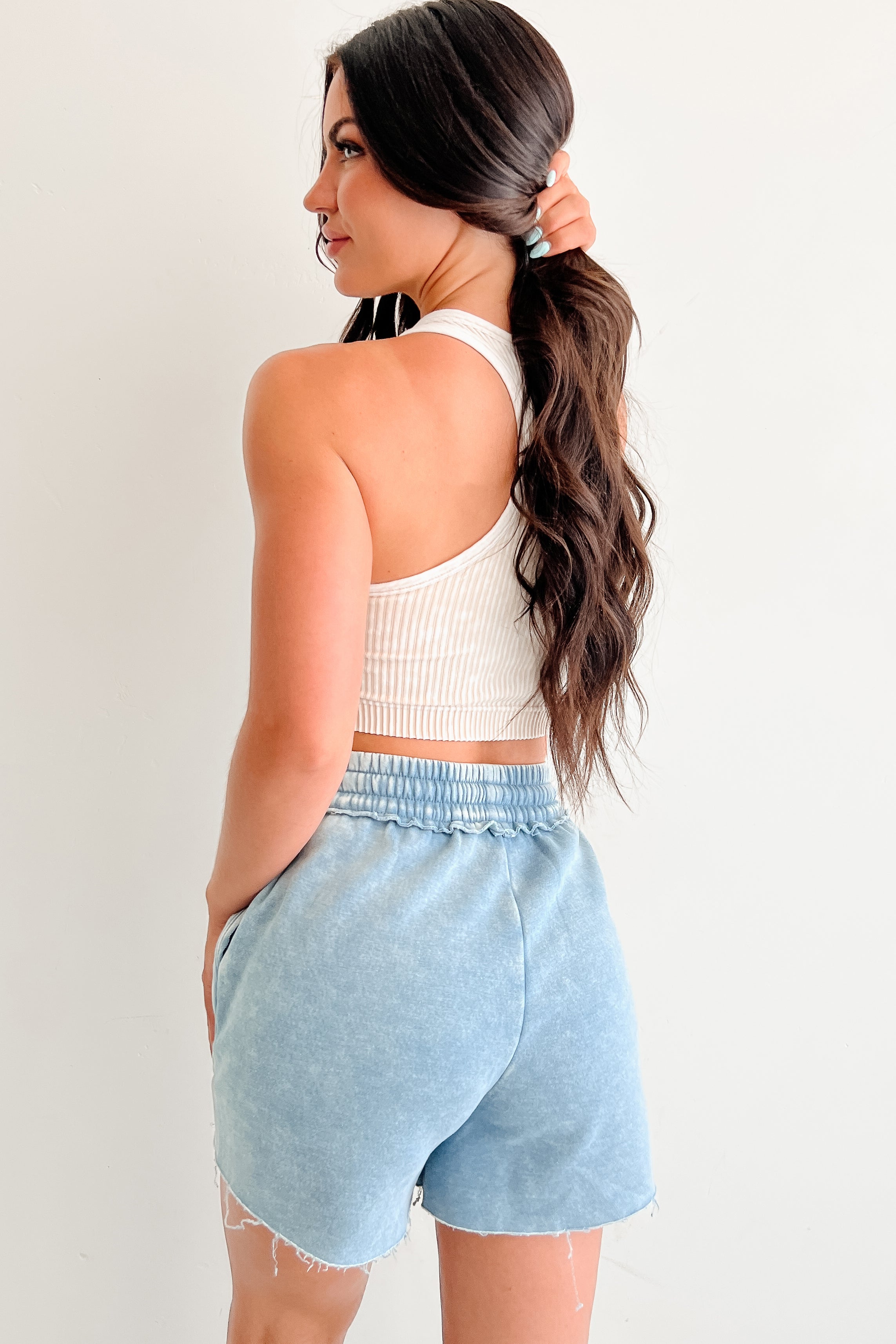Lead Like Her Ribbed V Neck Zenana Crop Top (Sand Beige)