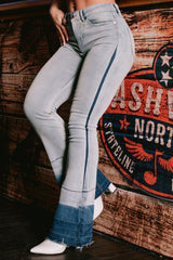 Jett High Rise Dip Dye Indigo Reign Flare Jeans (Light Wash)