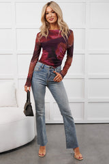 True Self Floral Mesh Long Sleeve Top (Fuchsia/Multi)