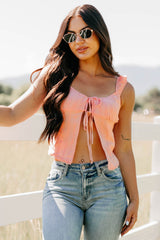 Feel The Rush Floral Tie-Front Top (Light Pink)