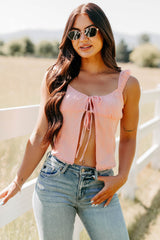 Feel The Rush Floral Tie-Front Top (Light Pink)