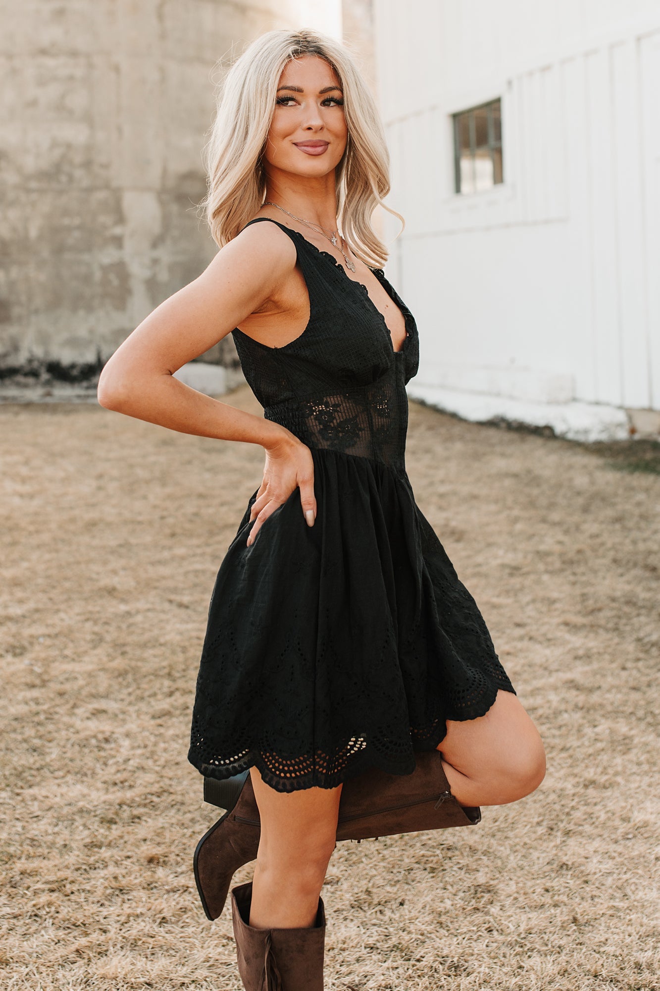 Southern Belle Energy Corset Fit And Flare Mini Dress (Black)