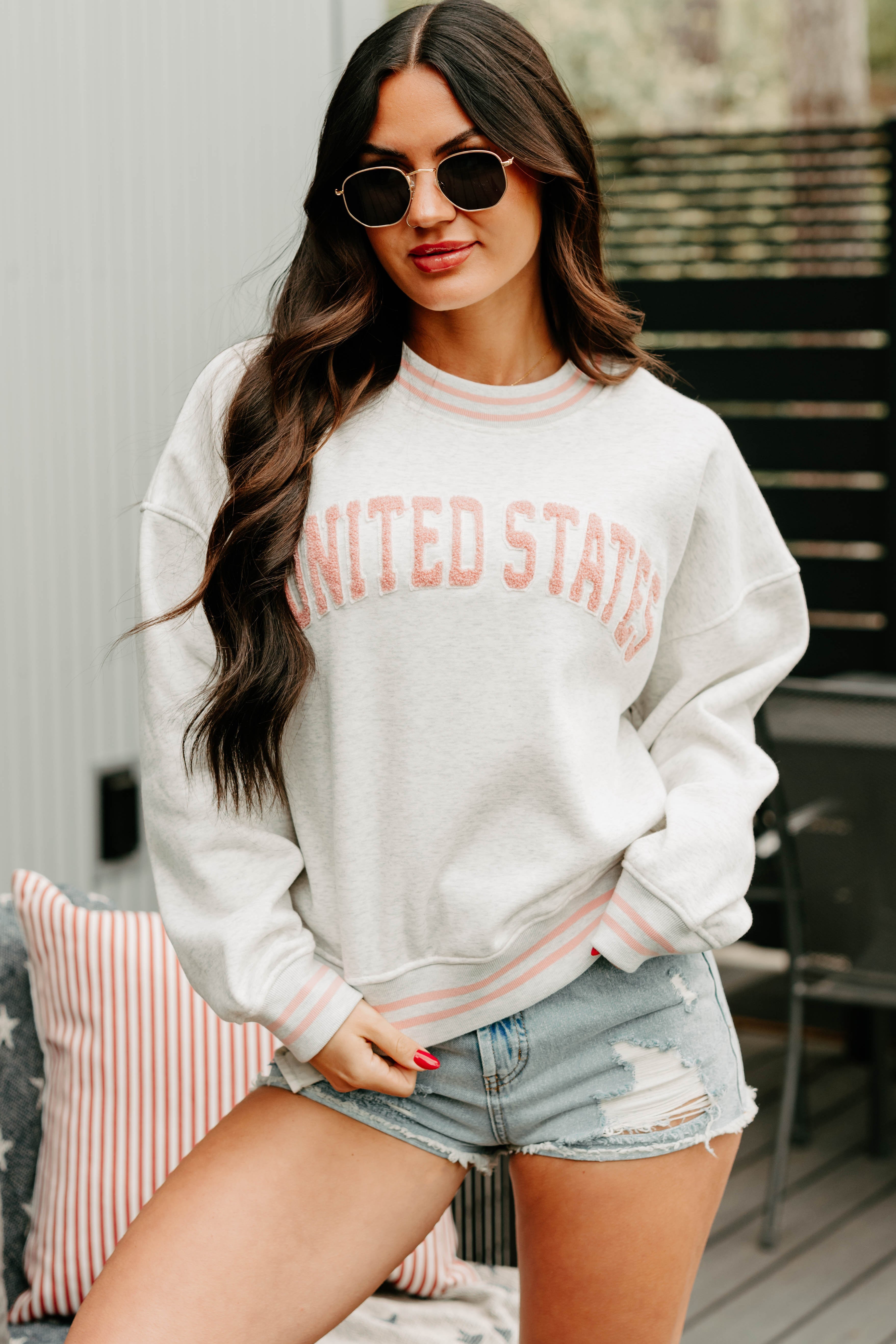 The Brave "United States" Crewneck Sweatshirt (Light Grey)