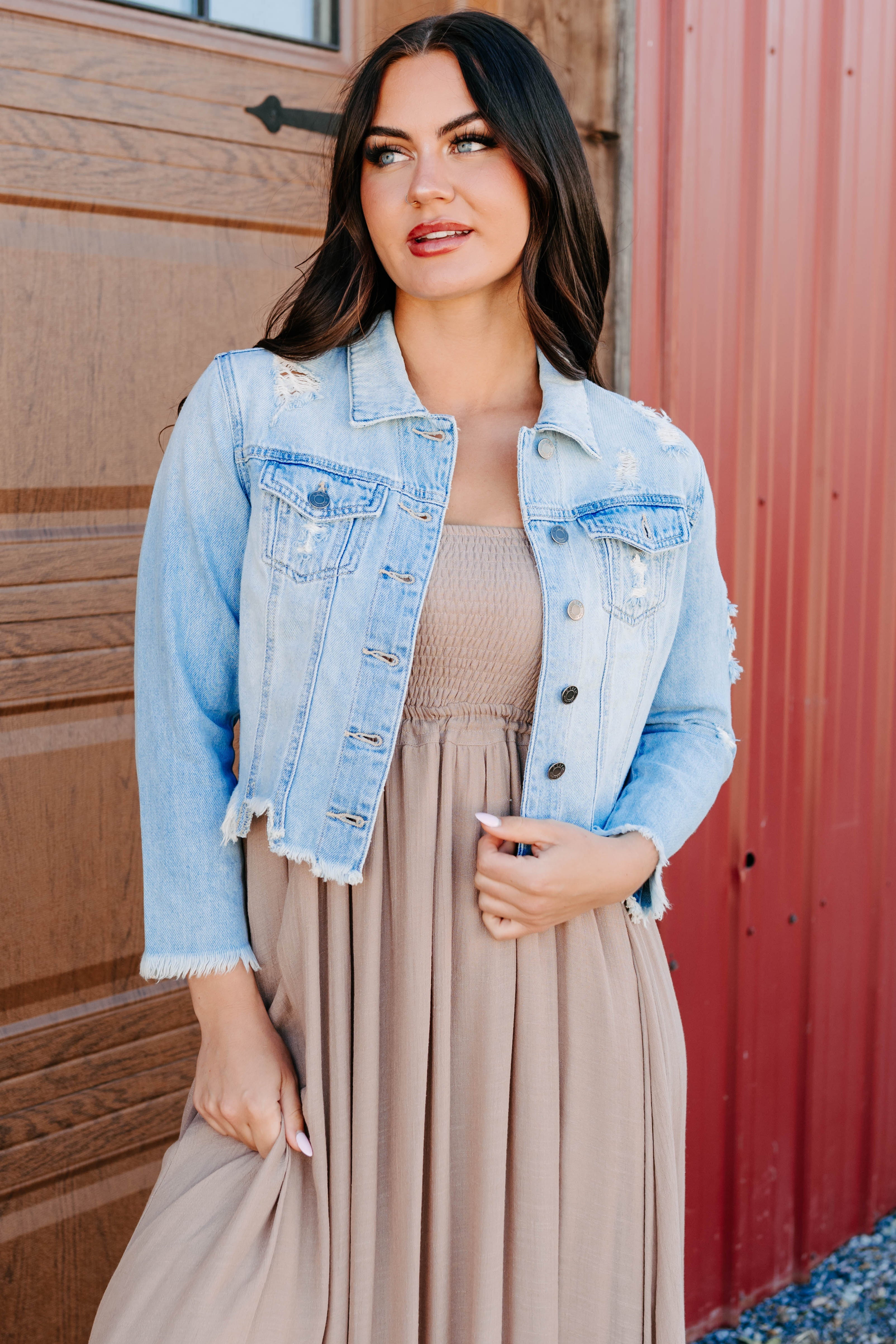 Bold By Nature Cello Distressed Denim Jacket (Light)