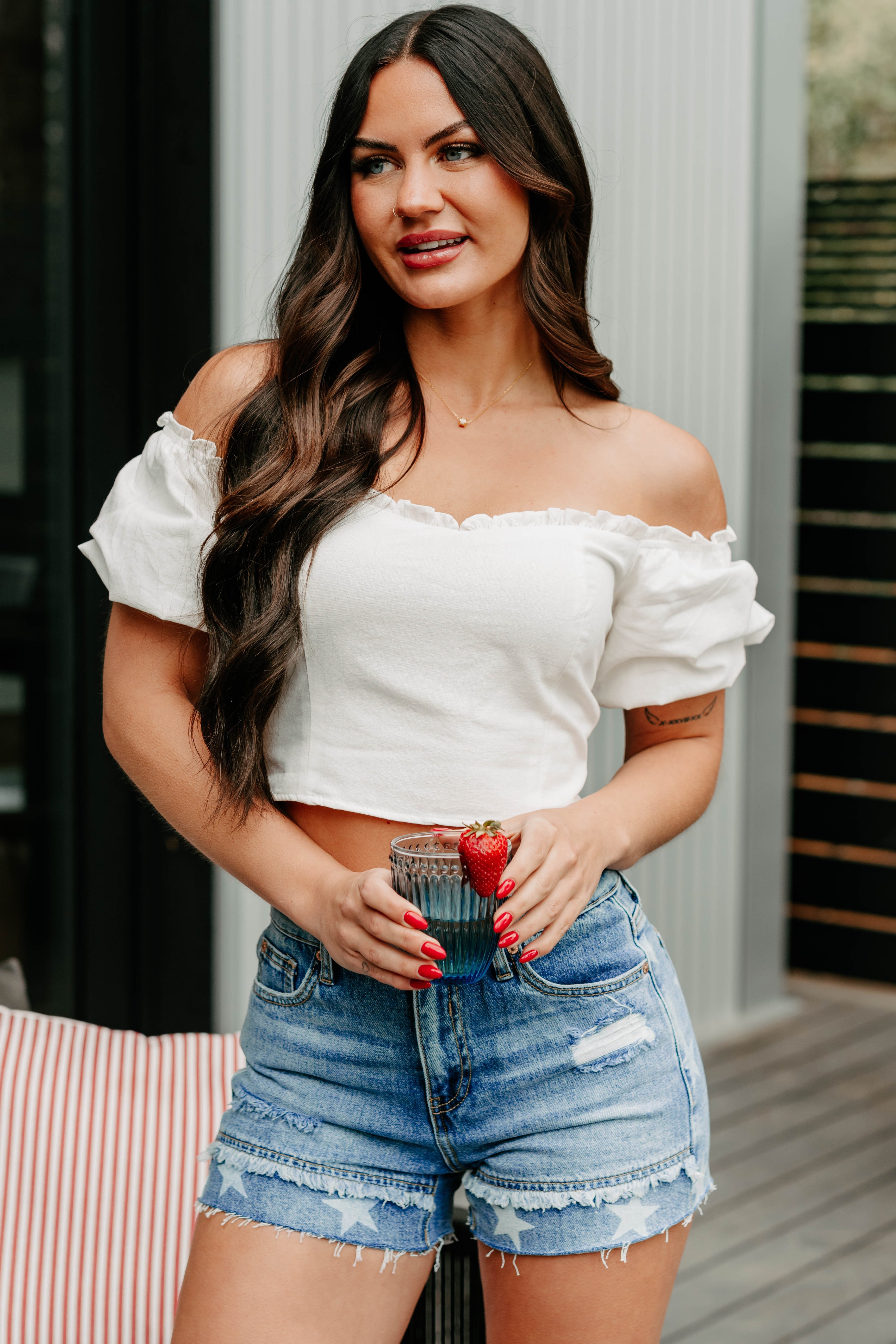 Call Me Cute Puff Sleeve Sweetheart Top (Off White)