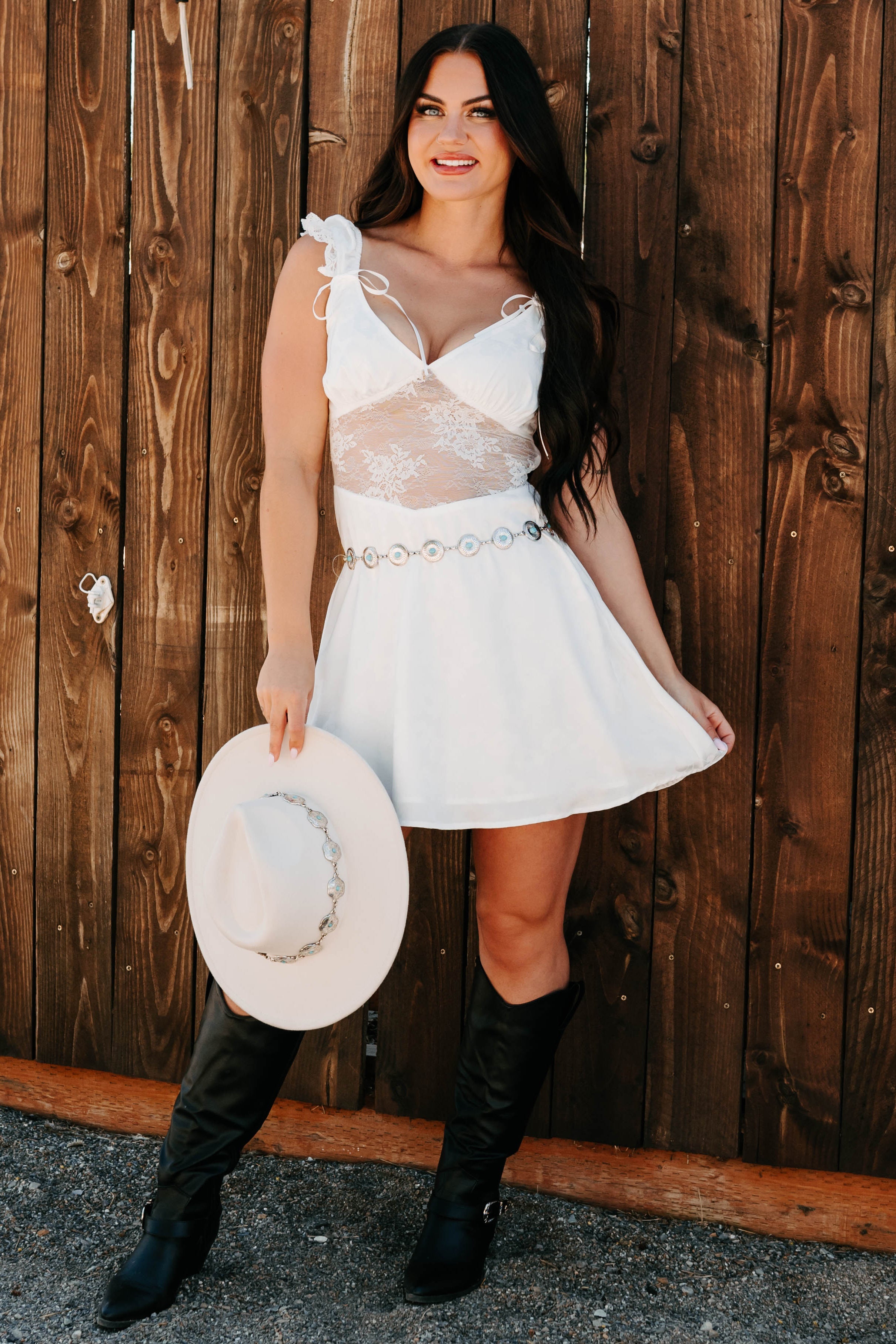 Moonlit Reverie Satin Jacquard Mini Dress (White)