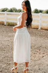 Crush Culture Crop Top Eyelet Skirt Set (White)