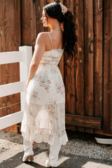 Peach Please Sleeveless Floral Midi Dress (Cream/Multi)