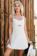 Almost A Dream Eyelet Lace Bubble Hem Dress (White)