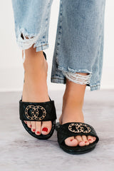 Own Your Elegance Quilted Leather Sandals (Black)
