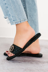 Own Your Elegance Quilted Leather Sandals (Black)