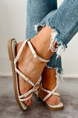 Vogue Moments Ankle Strap Snake Sandal (Ivory)