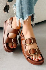 Breaking Boundaries Ankle Strap Sandals (Brown)