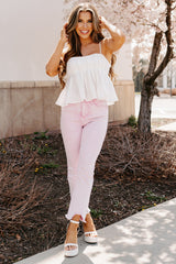 Simply You Pleated Eyelet Lace Tank Top (Off White)